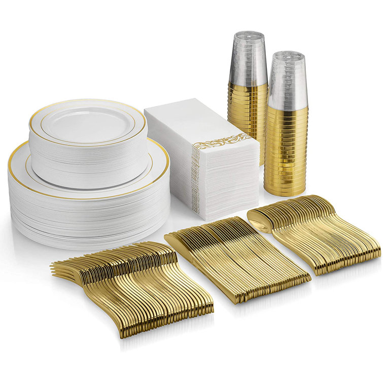 Gold disposable plastic clearance plates